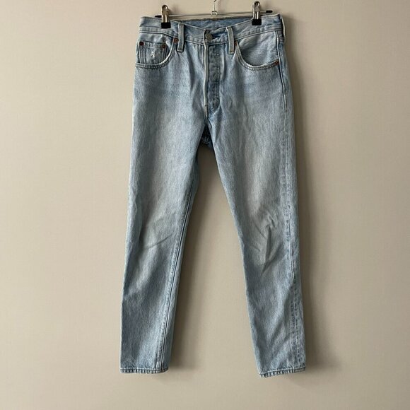Levi's 501 Mid Rise Denim Light Wash Button-Fly Casual Skinny Jeans Blue 25 - Picture 2 of 10